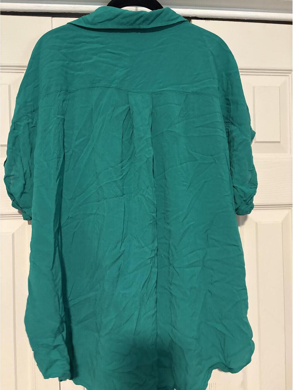 Vintage Green Rayon Button Down Blouse - Picture 5 of 5